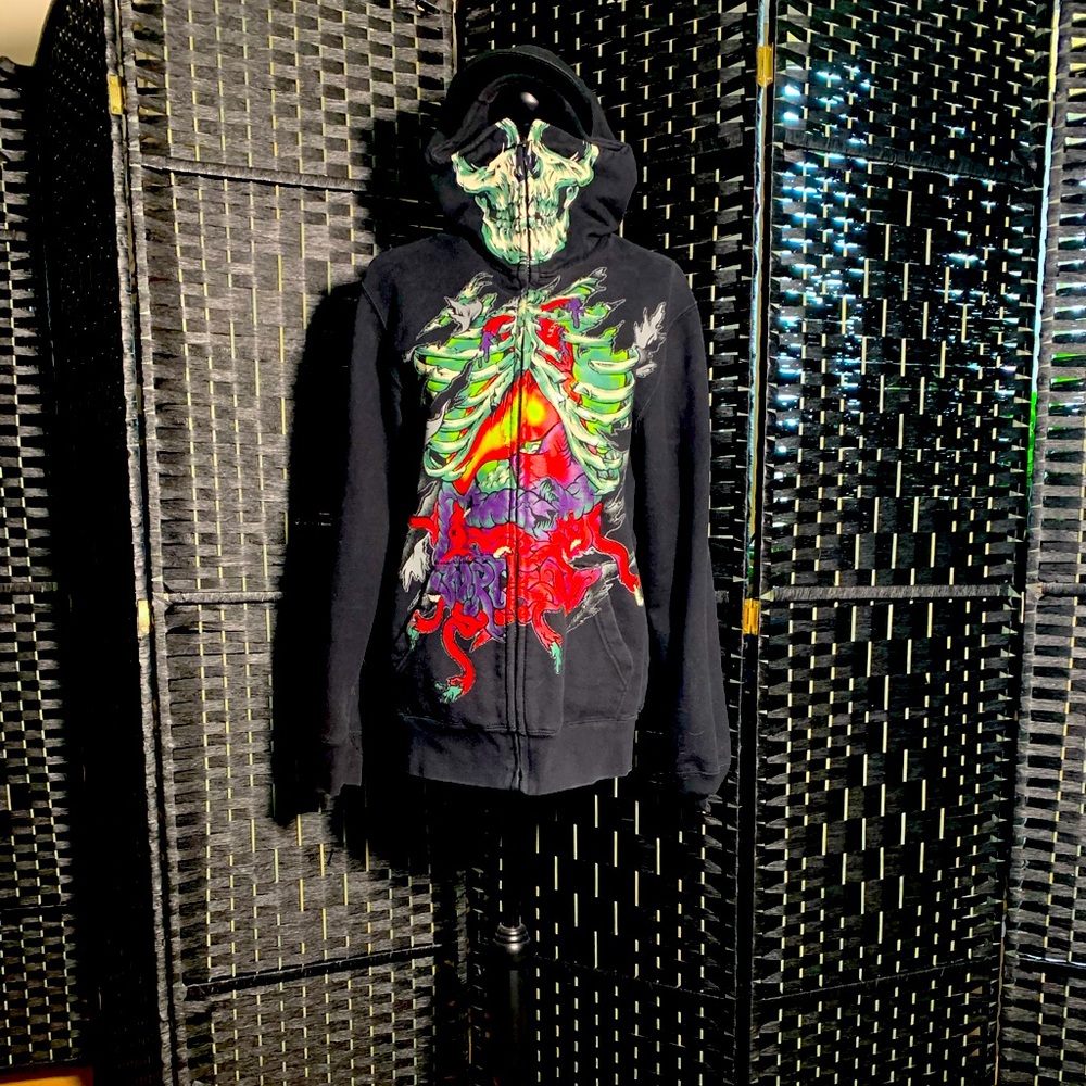 Vurt Skeleton Brimmed Zip Hoodie Medium